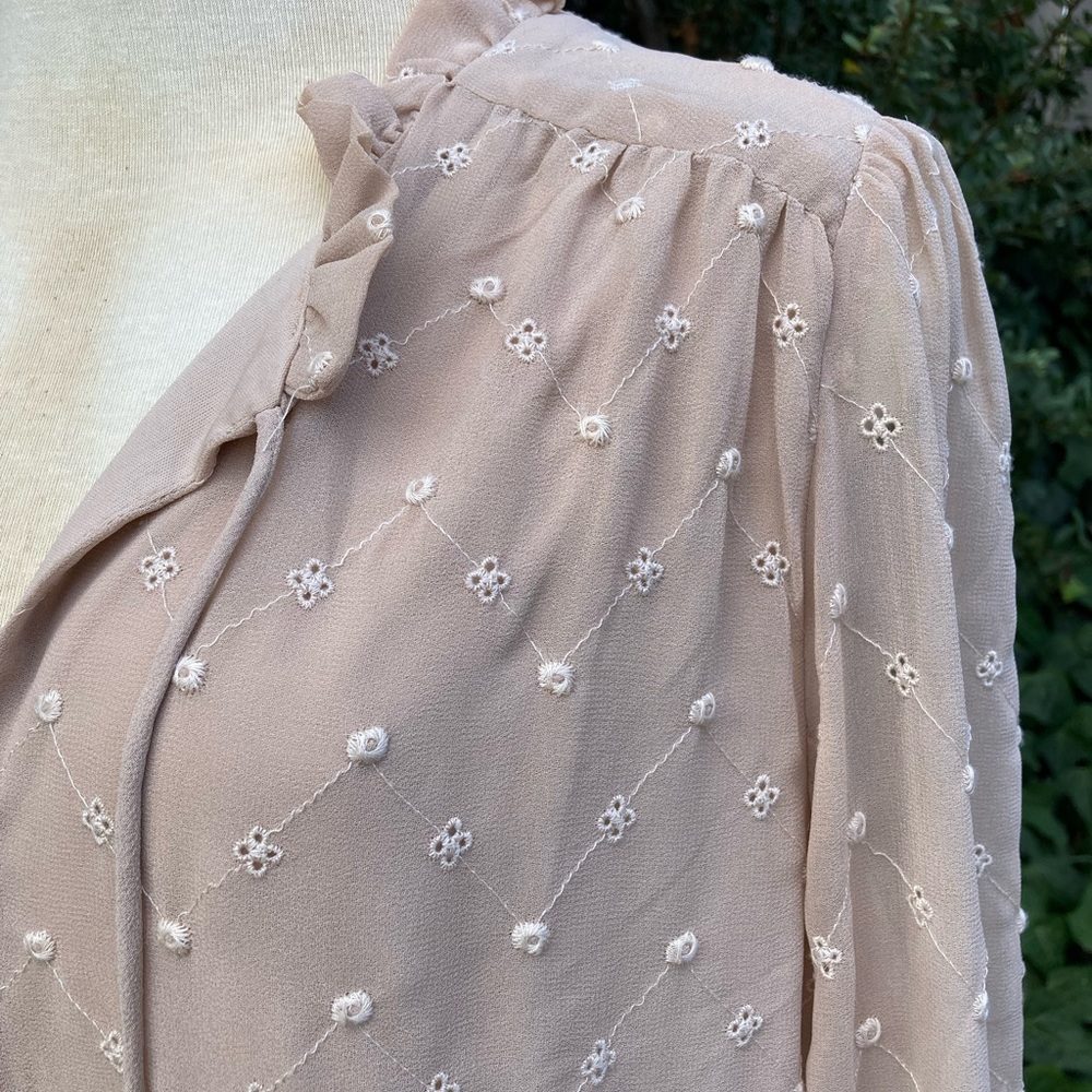 H&M Embroidered Dress in Light Beige - Picture 5 of 7